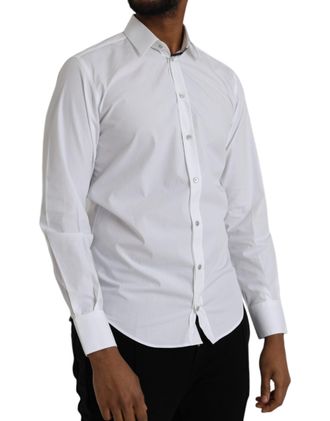 Dolce & Gabbana Mens White Cotton Long Sleeve Dress Martini Shirt