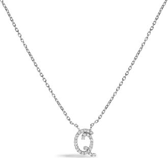 House of Brilliance 10K Gold Diamond Accent A-Z Initial Script Style Pendant Necklace