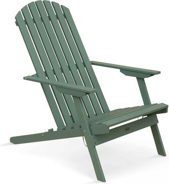 Oviala Sill&oacute;n reclinable plegable de madera de eucalipto verde