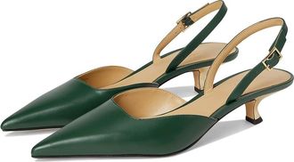 Michael Kors Luna Kitten Sling Pumps High Womens Heels Bosco : 6 M, Leather/Rubber