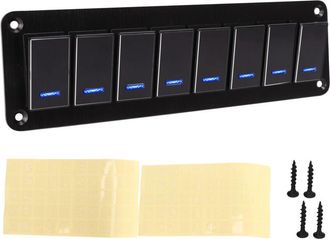 OEM Panel De Interruptores Basculantes De 8 V&iacute;as, 12-24 V, De Aleaci&oacute;n De Aluminio, Con 3 Pines Y Led Azul, Para Coche, Autocaravana, Motocicleta, Autob&uacute;s
