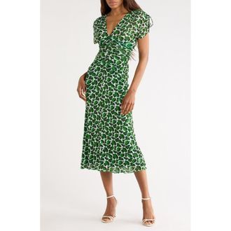 Diane Von F&uuml;rstenberg Plunge Neck Maxi Dress in Berries Indian Green at Nordstrom Rack, Size Small
