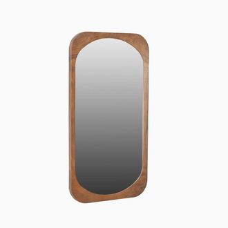 Furniturebox Finley Walnut Wood Medium Rectangle 104x65cm Wall Mirror | Size: 104x65 cm