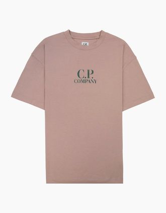 C.P. Company Mens Cp Company 30/1 Jersey Back Logo T-shirt Misty Rose 520 - Brown - Size: 34