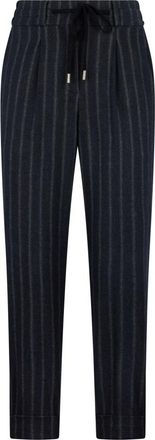 PESERICO Slim Pinstriped Broeken - Dames - Broeken - Grijs - S - Leer - Broeken