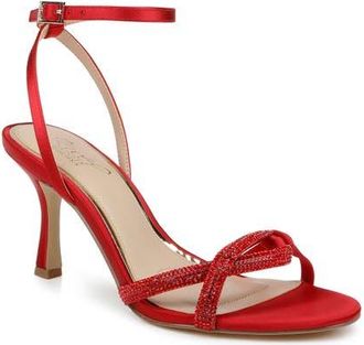 Badgley Mischka Fiji Ankle Strap Sandal in Red Satin at Nordstrom, Size 6.5