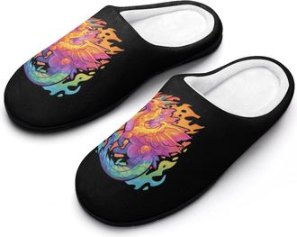 Generic Rainbow Dragon Mens Slippers Comfortable And Non-slip Cotton Slipper Shoe for House