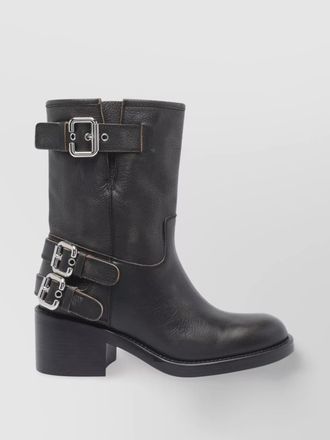 Chlo&eacute; leather buckled ankle boots