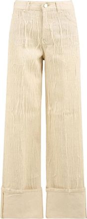 Don the Fuller Mooie Wijde Pijpen Jeans - Dames - Wijde Broeken - Beige - W25 - Katoen - Broeken