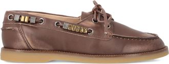 Pinko Brown Grace 01 Metallic Leather Loafers