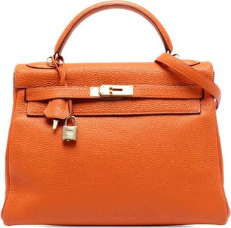 Herm&egrave;s Borsa a tracolla Kelly II Retourne 32 in pelle Clemence 2001 - Arancione
