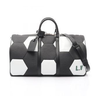 Louis Vuitton Black Noir White Leather Boston Bag (Pre-Owned)