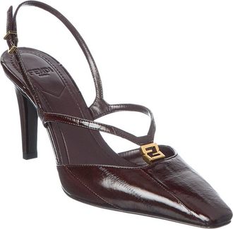 Fendi Fendi Ffold Leather Slingback Pump