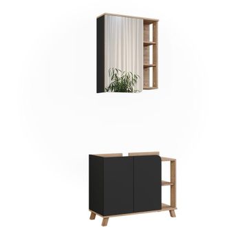 Vicco Conjunto De Muebles De Ba&ntilde;o Karen, Sonoma/antracita, 2 Partes