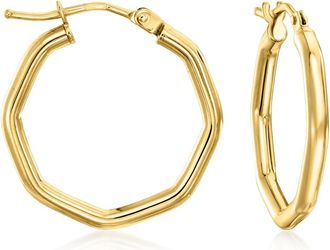 Ross-Simons Italian 14kt Yellow Gold Octagonal Hoop Earrings