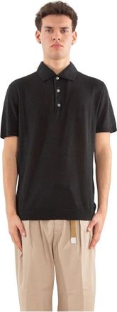 Daniele Fiesoli Silk Linen Polo Shirt - Heren - Polos - Zwart - 2XL - Tops