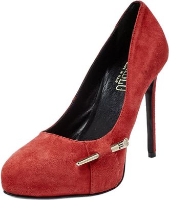 Loriblu Red Suede Crystal Embellished Platform Pumps