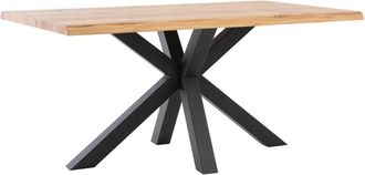 Koketto Home Mesa de comedor de 180cm con tablero de roble y patas negras