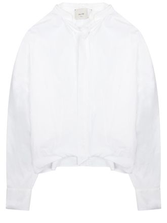 Alysi Cropped Boxy Neckline Bow Shirt