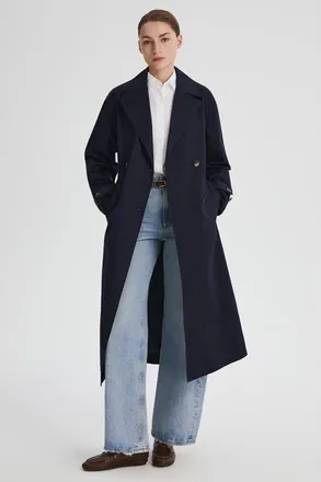 Orolay Maxi Oversized Trench Coat in Navy at Nordstrom, Size X-Small