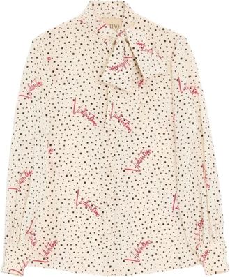 Valentino Overhemden, Dames, Beige, L, Plus De Pois Shirt
