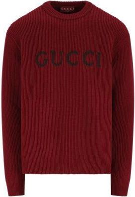 Gucci Mens Burgundy Wool Blend Sweater - Dark Red - Size X-Large