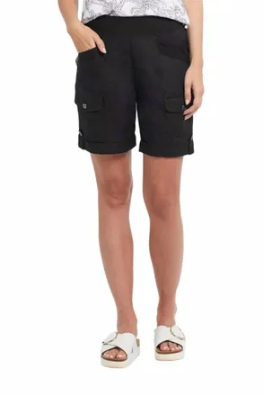 Tribal Willa Pull On Cuffed Shorts In Black