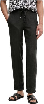 Karl Lagerfeld Rechte Linnen Broek - Heren - Chinos - Zwart - W32 L32 - Linnen - Broeken