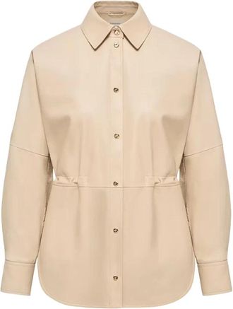 Moncler Leren Shirt - Dames - Overhemden - Bruin - 2XS - Leer - Overhemden