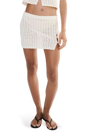 Mango Openwork Knit Miniskirt in Ecru at Nordstrom, Size Medium
