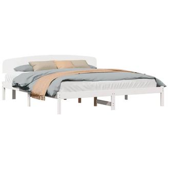 Berkfield Home White Bed Frame with Headboard White 180x200 cm Solid Wood Pine
