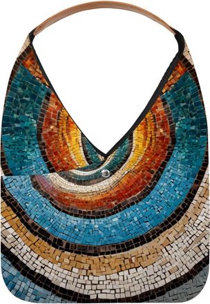 Generic Mosaic Spiral Pattern Reusable Lightweight Grocery Bags - Foldable Into Compact Pouch, Washable & Sturdy, Multipurpose for Shopping and Travel