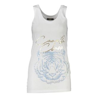 Cavalli Tops, Dames, Wit, XS, Katoen, Witte Tijgerprint Tanktop