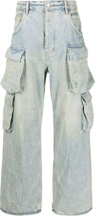 Purple P018 mid-rise cargo jeans - men - Cotton/Calf Leather - 36 - Blue