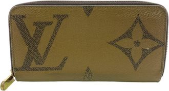 Louis Vuitton Beige Brown Leather Long Wallet (Bi-Fold) (Pre-Owned)