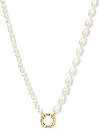 Adina Reyter Half-Half Freshwater Pearl Necklace in 14K Yellow Gold at Nordstrom, Size 18