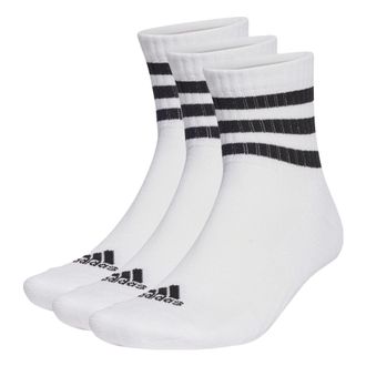 adidas 3-Stripes Cushioned Socks (3 Pairs) White Black HT3456