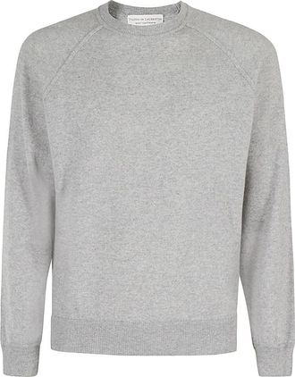 FILIPPO DE LAURENTIIS Maglia Girocollo Raglan - Heren - Ronde hals truien - Grijs - 3XL - Wol - Truien & Vesten