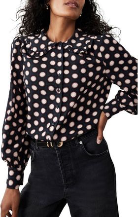 Mint Velvet Geometric Print Blouse in Navy at Nordstrom, Size X-Small