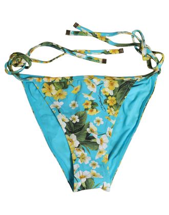 Dolce & Gabbana Floral Print Nylon Bikini Bottom - Blue