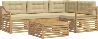 vidaXL Conjunto De Sof&aacute;s De Exterior 5 Uds. Y Beige Poli&eacute;ster Vidaxl