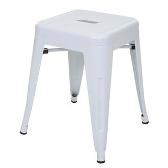 Hhg Taburete Hhg-895, Taburete De Metal Asiento Taburete, Metal Dise&ntilde;o Industrial Apilable, Blanco