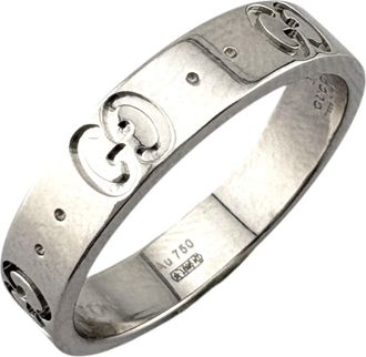 Gucci Icon Silver White Gold (18K) Band Ring (Pre-Owned)