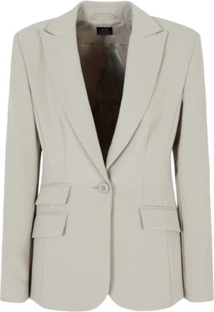 A|X Armani Exchange Beige Enkelrijig Stretch Jasje - Dames - Blazers - Beige - XS - Katoen - Jassen