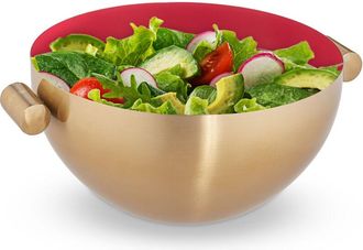 Relaxdays 4x Ciotola da Portata, Insalatiera, Design Moderno Acciaio Inox Tavola e Cucina, Snack e Impasti, &Oslash; 24,55 cm, Oro Rosso