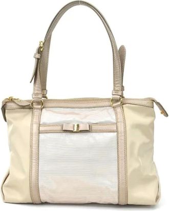 Ferragamo Pre-owned Handbags, female, Beige, Size: ONE SIZE Pre-owned Fabric shoulder-bags