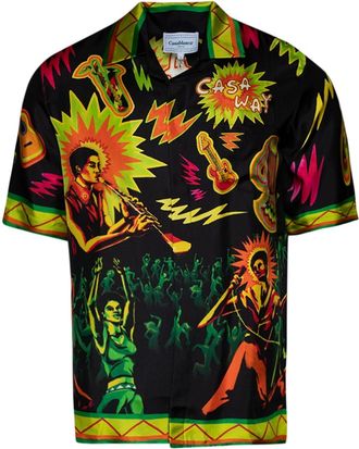 Casablanca graphic-print silk shirt - men - Silk - L - Black