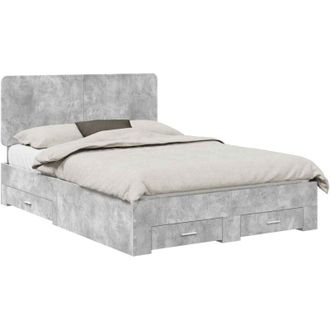 vidaXL Bed Frame Concrete Grey 140 x 200 cm Engineered Wood vidaXL