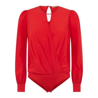 Twinset Tops, Dames, Rood, L, Rode Gedrapeerde Cross-Over Blouse