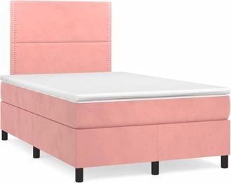 vidaXL Vidaxl - Cama Box Spring Con Colch&oacute;n Terciopelo Rosa 120x190 Cm